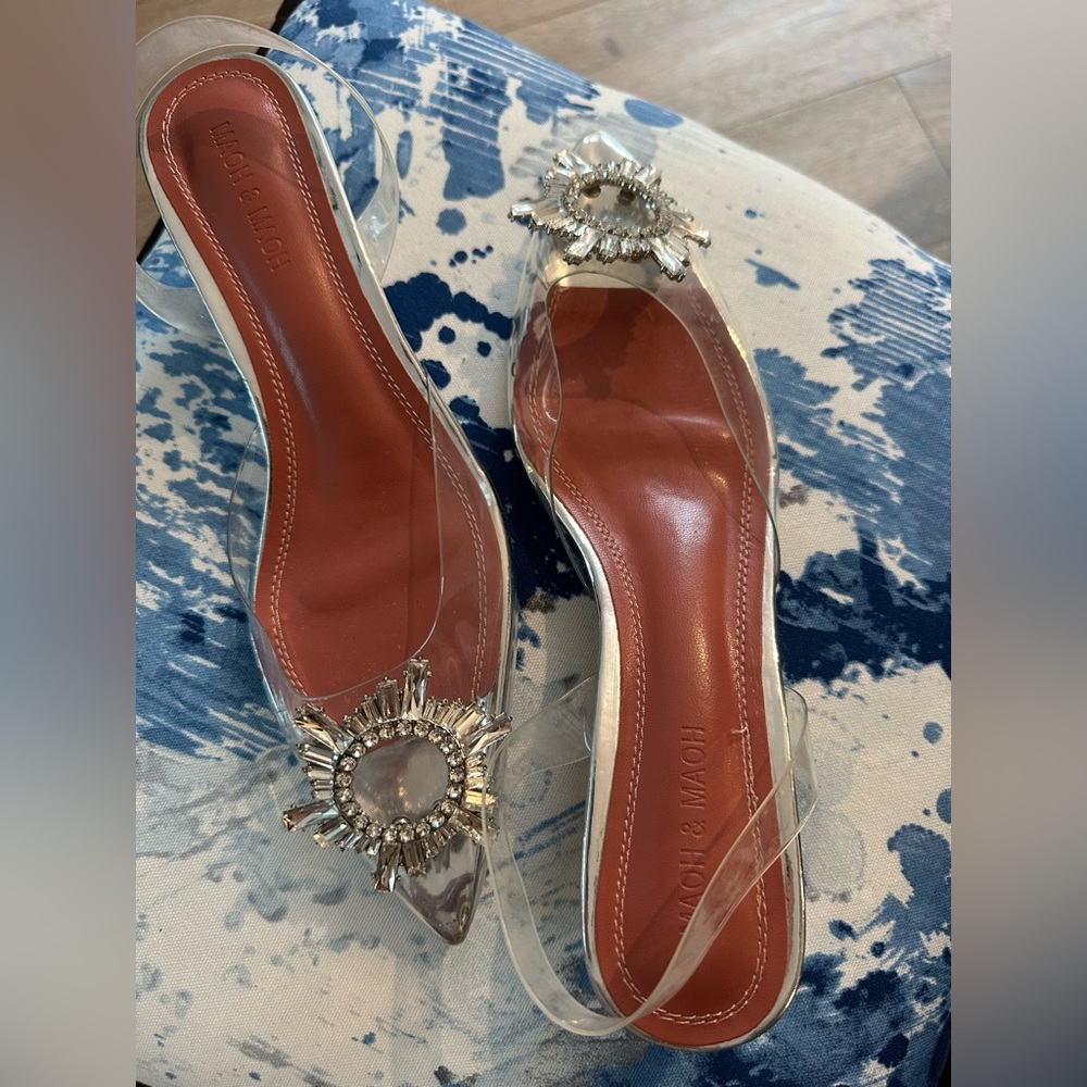 Elegant Clear and Silver Embellished Women's Heels